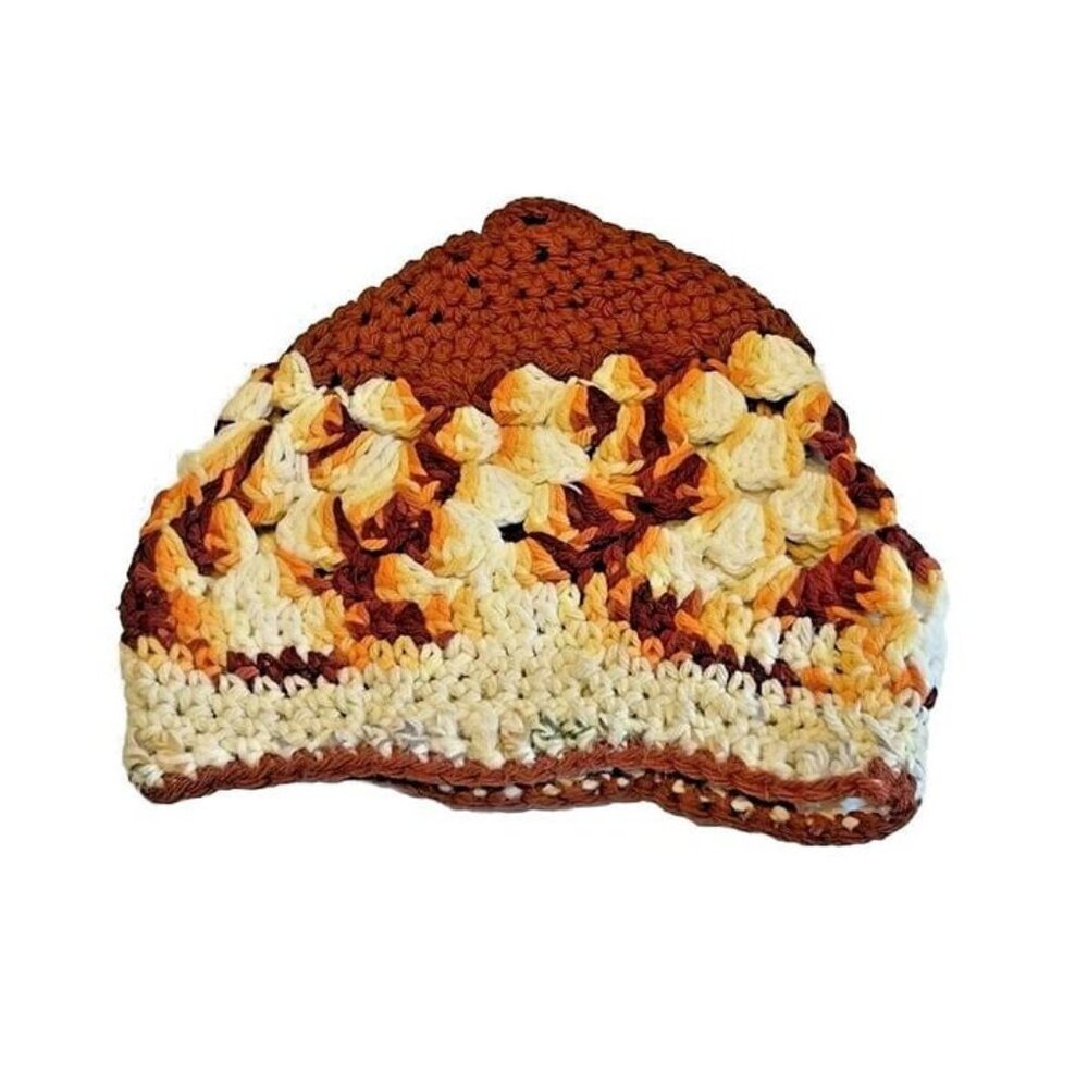 Handmade Chunky‎ Crochet Granny Stitch Boho Cottage Core Winter Hat Beanie